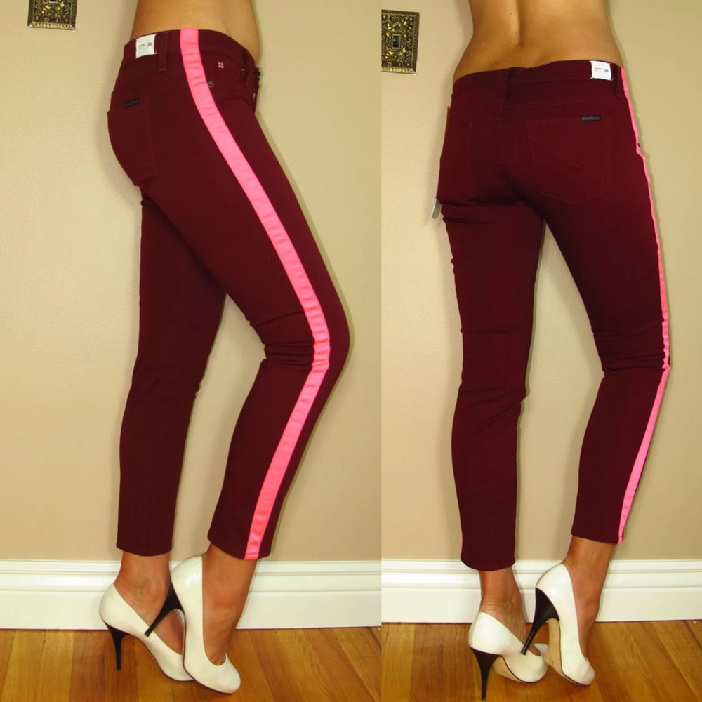 🆕 Hudson Loulou Red Skinny Jeans Side Striped Tux